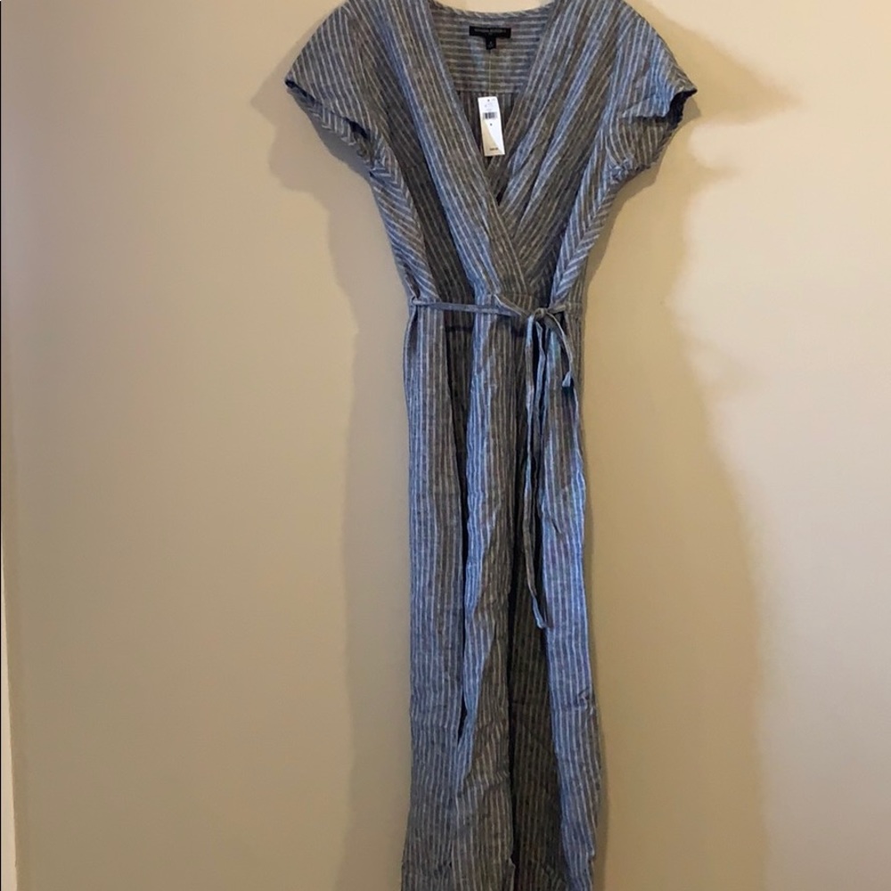 NWT Banana Republic Linen Striped Wrap Dress